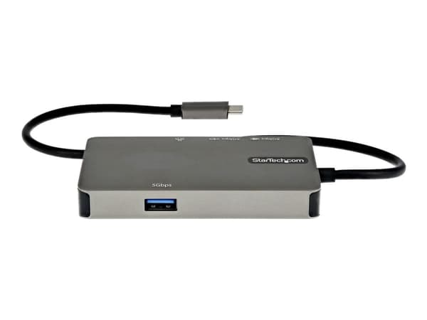 StarTech.com DKT30CHVPD2, USB 3.2 Gen 1 (3.1 Gen 1) Type-C, 100 W, 10,100,1000 Mbit/s, Musta, Harmaa, HDMI, RJ-45, USB 3.2 Gen 1 (3.1 Gen 1) Type-A,