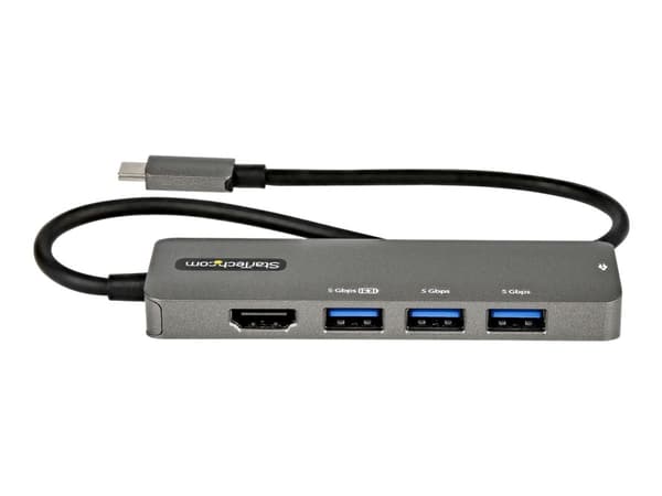 StarTech.com USB C moniporttisovitin, USB-C HDMI 2.0b 4K 60Hz (HDR10), 100W Power Delivery Pass-Through, 4-porttinen 5Gbps USB 3.0 Hub, USB Type-C Mi