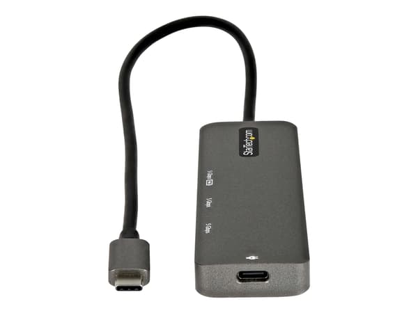 StarTech.com USB C moniporttisovitin, USB-C HDMI 2.0b 4K 60Hz (HDR10), 100W Power Delivery Pass-Through, 4-porttinen 5Gbps USB 3.0 Hub, USB Type-C Mi