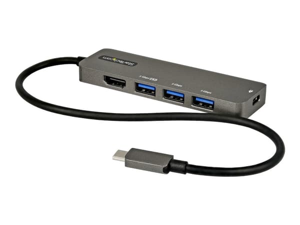StarTech.com USB C moniporttisovitin, USB-C HDMI 2.0b 4K 60Hz (HDR10), 100W Power Delivery Pass-Through, 4-porttinen 5Gbps USB 3.0 Hub, USB Type-C Mi