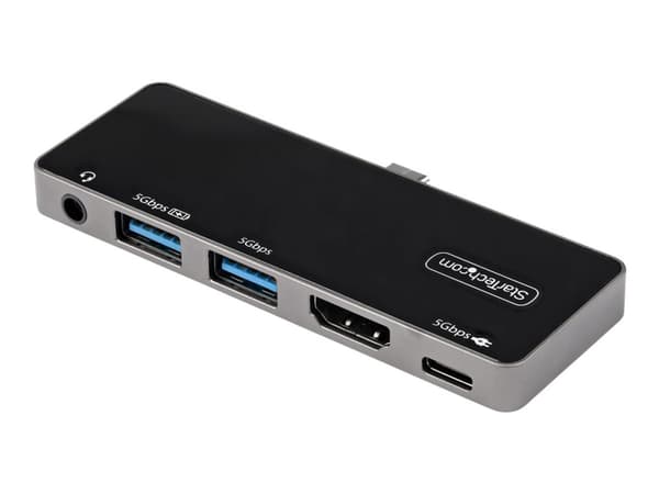 StarTech.com USB-C-moniporttisovitin, USB-C-minidokkari, USB-C 4K 60Hz HDMI 2.0, 100W Power Delivery Pass-Through-lataus, 3-porttinen USB 3.0 -keskit