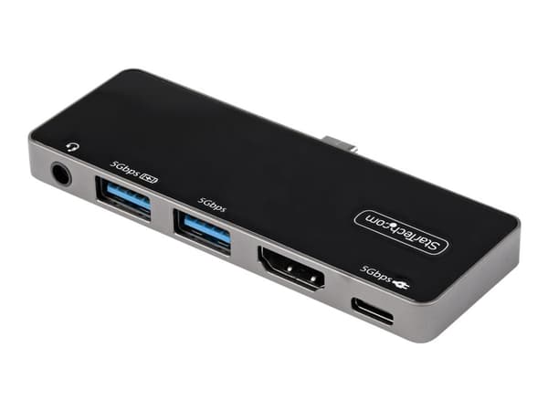 StarTech.com USB-C-moniporttisovitin, USB-C-minidokkari, USB-C 4K 60Hz HDMI 2.0, 100W Power Delivery Pass-Through-lataus, 3-porttinen USB 3.0 -keskit