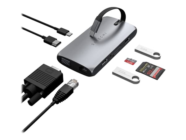 Satechi USB-C On-the-Go Multiport Adapter - telakointiasema - USB-C - VGA, HDMI - GigE