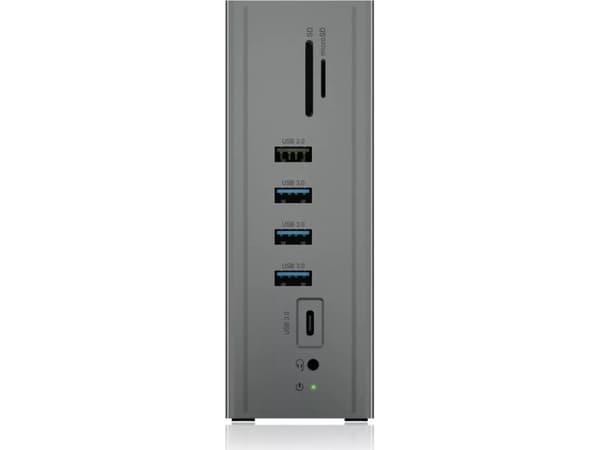 ICY BOX IB-DK2262AC, langallinen, USB 3.2 Gen 1 (3.1 Gen 1) Type-C, 55 W, 10 100 1000 Mbit/s, antrasiitti, MicroSD (TransFlash), SD