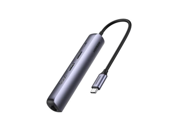 Ugreen 10919, Ledningsført, USB 3.2 Gen 1 (3.1 Gen 1) Type-C, 100 W, 10,100,1000 Mbit/s, Grå, Aluminium