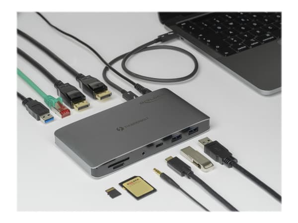 Delock - Dockningsstation - Thunderbolt 3 - 2 x DP - 1GbE
