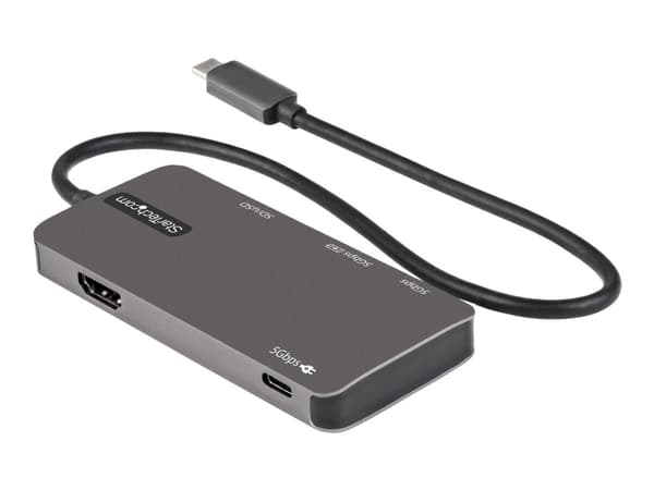 StarTech.com USB C moniporttisovitin, USB-C 4K 30Hz HDMI:hen, 100W Power Delivery Pass-through, SD/MicroSD-korttipaikka, 3-porttinen USB 3.0 -keskiti