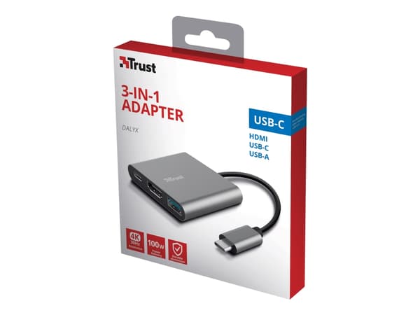 Trust Dalyx USB 3.2 Gen 1 (3.1 Gen 1) Type-C 5 Mbit/s Gjuten aluminium, Svart