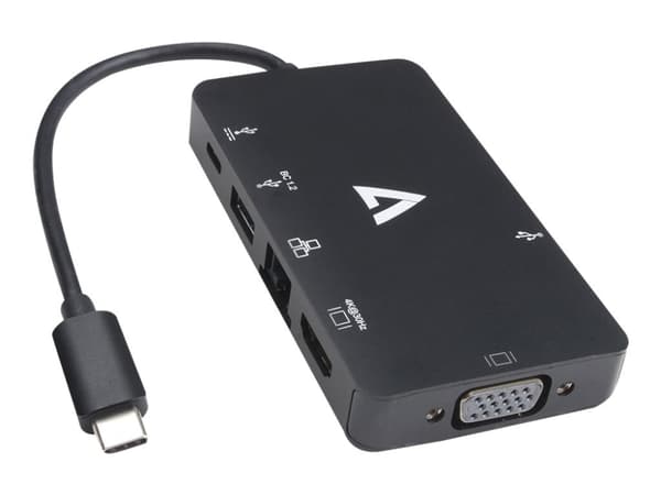 V7 V7UC-U3CRJ45HDVG-BLK, 3.2 Gen 1 (3.1 Gen 1), USB Type-C, HDMI-lähtö, 3840 x 2160 pikseliä