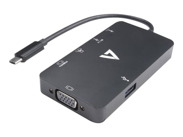 V7 V7UC-U3CRJ45HDVG-BLK, 3.2 Gen 1 (3.1 Gen 1), USB Type-C, HDMI-lähtö, 3840 x 2160 pikseliä