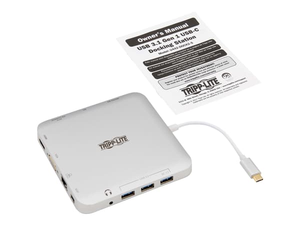 Tripp Lite USB-C Dock Dual Display U442-DOCK2-S 4K HDMI/mDP,VGA,USB 3.2 Gen 1,USB-A/C Hub,GbE,60W PD Charging