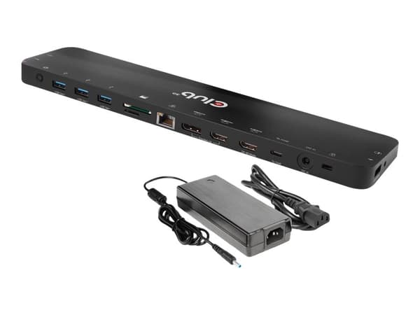 CLUB3D CSV-1566, Telakointi, USB 3.2 Gen 1 (3.1 Gen 1) Type-C, Musta, MicroSD (TransFlash), SD, Lenovo Dell Acer Asus. MSI. Toshiba Apple HP Razer, M