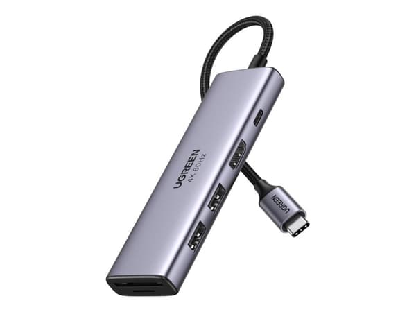 Ugreen 6-in-1 USB-C-keskitin, USB Type-C, HDMI, USB 3.2 Gen 1 (3.1 Gen 1) Type-A, USB 3.2 Gen 1 (3.1 Gen 1) Type-C, MicroSD (TransFlash), SD, 5000 Mb