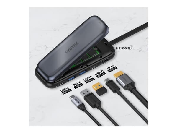 Unitek uHUB H6 - Dokkingstasjon - USB-C 3.2 Gen 2 - HDMI