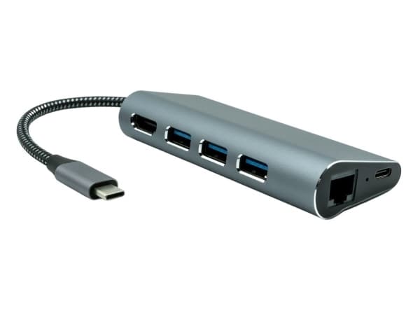 ProXtend 6in1 MultiHub - Telakointiasema - USB-C 3.2 Gen 1 - HDMI - GigE
