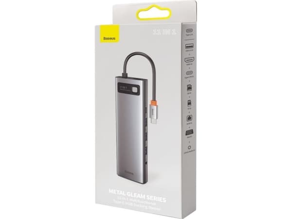 Baseus Metal Gleam Series 11-in-1, Kabel, USB 3.2 Gen 1 (3.1 Gen 1) Type-C, 100 W, 3,5 mm, 10,100,1000 Mbit/s, 10BASE-T,100BASE-TX,1000BASE-T
