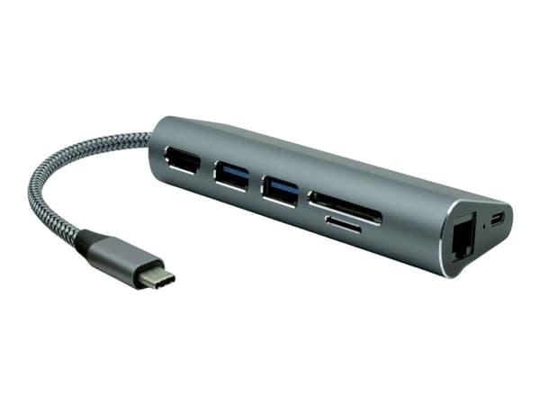 ProXtend 7in1 MultiHub - Dockningsstation - USB-C 3.2 Gen 1 - HDMI - 1GbE