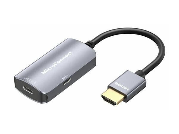 MicroConnect - Video/audio-adapter - 24 pin USB-C, 10-pins mikro-USB type B (kun strøm) hunn til HDMI hann - 20 cm - svart, sølv - 4 K 60 Hz (4096 x