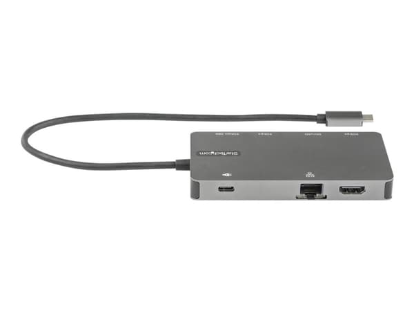 StarTech.com USB C moniporttisovitin, HDMI 4K 30Hz tai VGA matkatelakka, 5 Gbps USB 3.0 -keskitin (USB A / USB C-portit), 100W Power Delivery, SD/Mic
