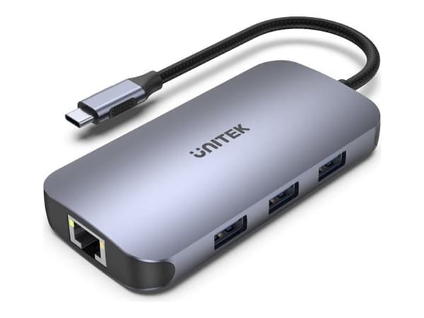 Unitek uHUB N9+ 9-in-1 - Dockningsstation - för bärbar dator - USB-C - 9 platser - HDMI - 1GbE