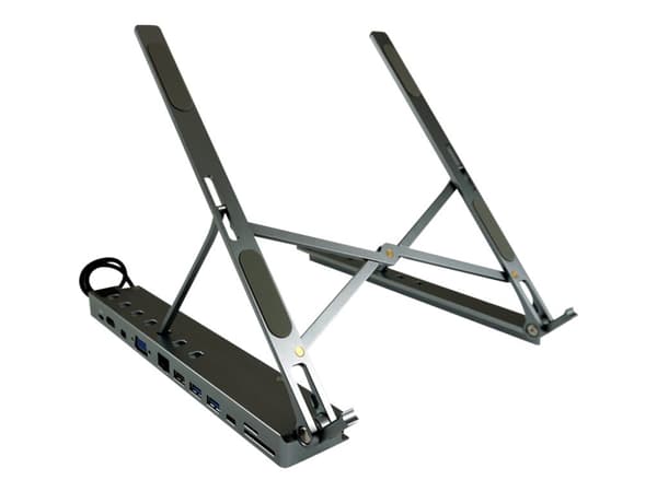 LC Power - Dockningsstation + ställ för bärbar dator - USB-C - VGA, HDMI, Mini DP - 1GbE