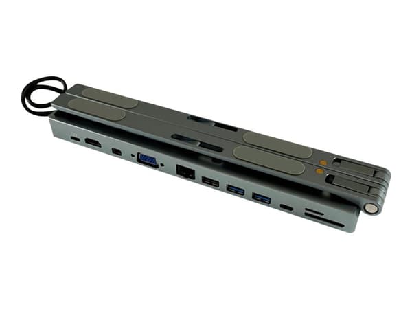 LC Power - Dockningsstation + ställ för bärbar dator - USB-C - VGA, HDMI, Mini DP - 1GbE