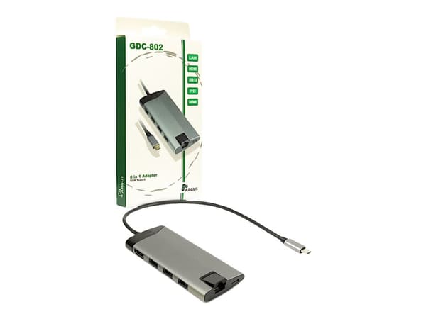 Argus GDC-802 - Telakointiasema - USB-C 3.1 - HDMI - GigE