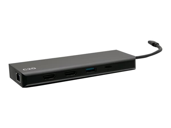 C2G USB C Docking Station - Dual Monitor Docking Station with 4K HDMI, USB, Ethernet, and AUX - Power Delivery up to 60W - Dockningsstation - USB-C /