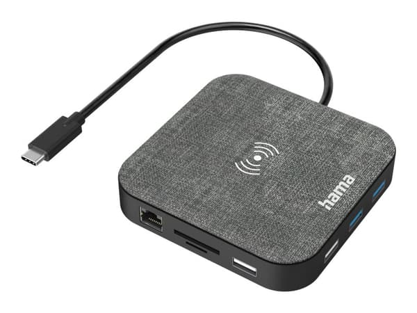 Hama Essential Line Connect2QiCharge - Dockningsstation - USB-C 3.2 Gen 1 - VGA, HDMI - 1GbE
