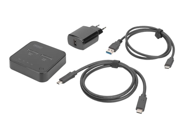 DIGITUS - SSD-dokkestasjon - brønner: 2 - M.2 - M.2 NVMe Card - USB-C 3.2 (Gen 2) - svart