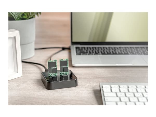 DIGITUS - SSD-dokkestasjon - brønner: 2 - M.2 - M.2 NVMe Card - USB-C 3.2 (Gen 2) - svart