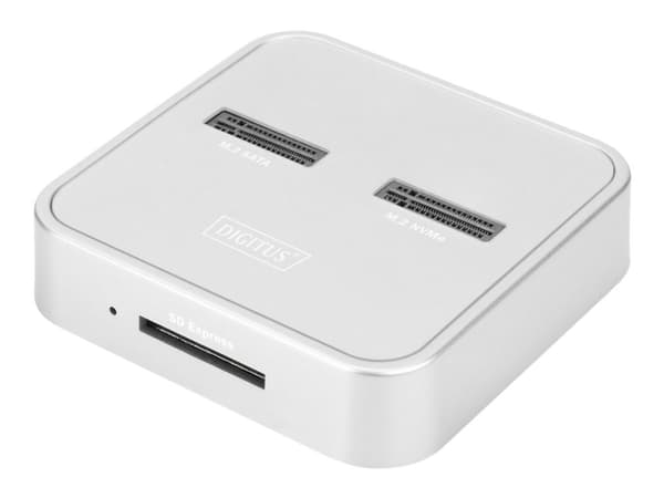 DIGITUS - SSD-dokkestasjon - brønner: 2 - M.2 - M.2 Card (PCIe NVMe & SATA) - USB-C 3.2 (Gen 2) - sølv