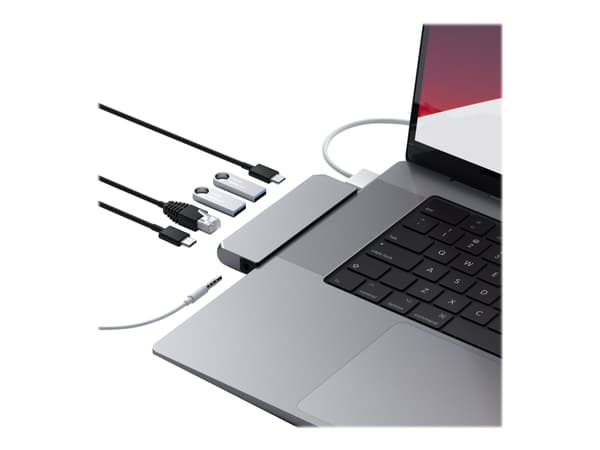 Satechi Pro Hub Mini, Langallinen, USB 3.2 Gen 1 (3.1 Gen 1) Type-C, 96 W, 1000 Mbit/s, Harmaa, Space Gray