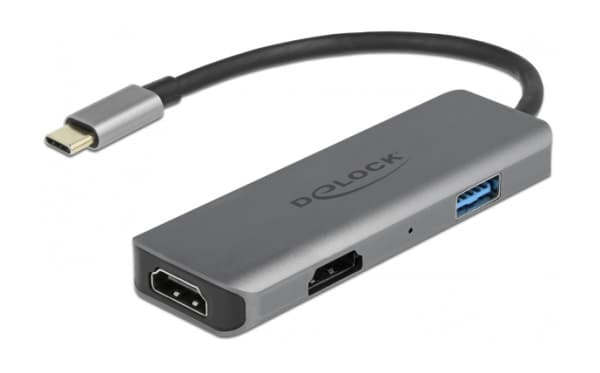 DeLOCK 87780, Langallinen, USB 3.2 Gen 1 (3.1 Gen 1) Type-C, Harmaa, 3840 x 2160 pikseliä, 60 Hz, Alumiini