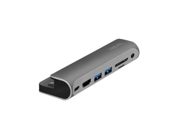LogiLink UA0385, USB Type-C, 3,5 mm, HDMI, USB 3.2 Gen 1 (3.1 Gen 1) Type-A, USB Type-C, MicroSDHC, MicroSDXC, MiniSD, SDHC, SDXC, 5000 Mbit/s, 60 Hz