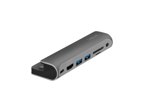 LogiLink UA0385, USB Type-C, 3,5 mm, HDMI, USB 3.2 Gen 1 (3.1 Gen 1) Type-A, USB Type-C, MicroSDHC, MicroSDXC, MiniSD, SDHC, SDXC, 5000 Mbit/s, 60 Hz