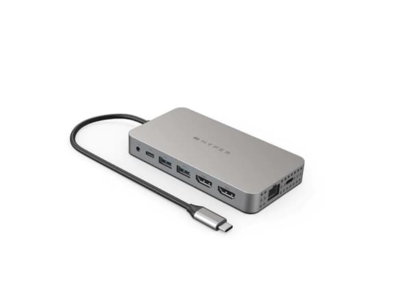 HYPER HDM1H, USB 3.2 Gen 1 (3.1 Gen 1) Type-C, 100 W, Rostfritt stål, MicroSD (TransFlash), SD, 4K Ultra HD, 60 hz