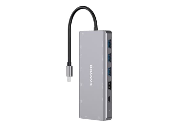 Canyon DS-12, USB 3.2 Gen 1 (3.1 Gen 1) Type-C, 3,5 mm, HDMI, RJ-45, USB 2.0, USB 3.2 Gen 1 (3.1 Gen 1) Type-A, USB 3.2 Gen 1 (3.1 Gen 1) Type-A, USB