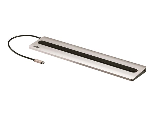 ATEN UH3237-AT kannettavien tietokoneiden telakka ja porttitoistin Langallinen USB 3.2 Gen 1 (3.1 Gen 1) Type-C Musta, Harmaa