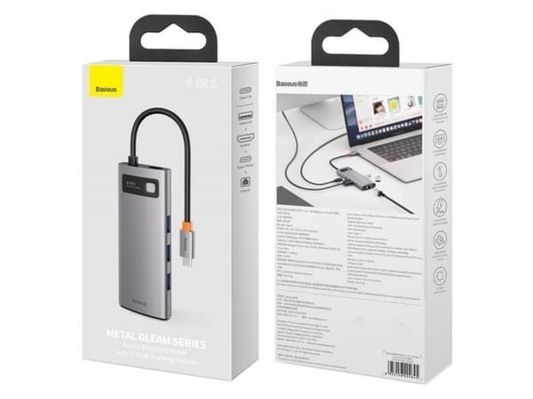 Baseus Metal Gleam, USB 3.2 Gen 1 (3.1 Gen 1) Type-C, HDMI, RJ-45, USB 2.0, USB 3.2 Gen 1 (3.1 Gen 1) Type-A, USB 3.2 Gen 1 (3.1 Gen 1) Type-A, USB 3