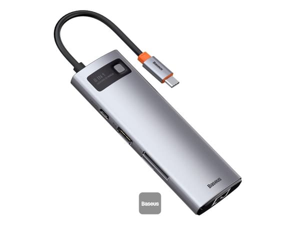 Baseus Metal Gleam, USB 3.2 Gen 1 (3.1 Gen 1) Type-C, HDMI, RJ-45, USB 2.0, USB 3.2 Gen 1 (3.1 Gen 1) Type-A, USB 3.2 Gen 1 (3.1 Gen 1) Type-A, USB 3