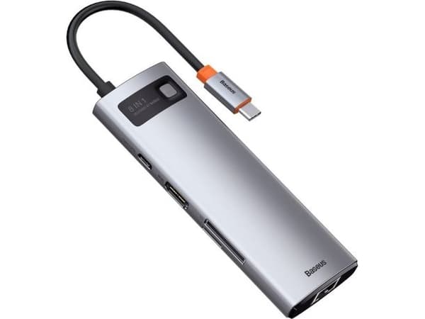 Baseus Metal Gleam, USB 3.2 Gen 1 (3.1 Gen 1) Type-C, HDMI, RJ-45, USB 2.0, USB 3.2 Gen 1 (3.1 Gen 1) Type-A, USB 3.2 Gen 1 (3.1 Gen 1) Type-A, USB 3