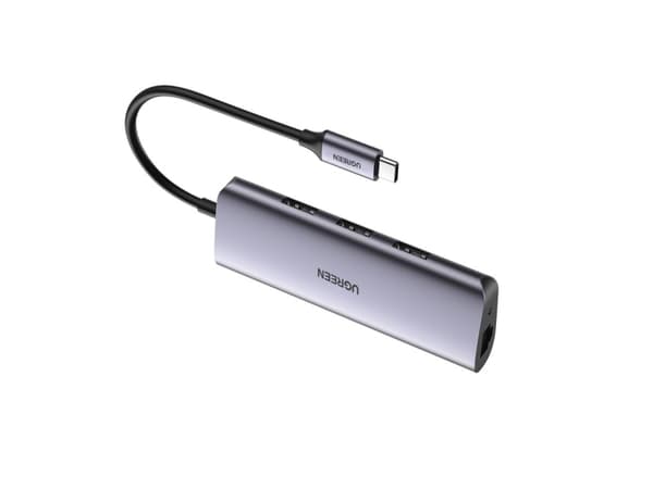 Ugreen 60718, Koblet med ledninger (ikke trådløs), USB 3.2 Gen 1 (3.1 Gen 1) Type-C, 1000 Mbit/s, Grå, RJ-45, USB 3.2 Gen 1 (3.1 Gen 1) Type-A, USB