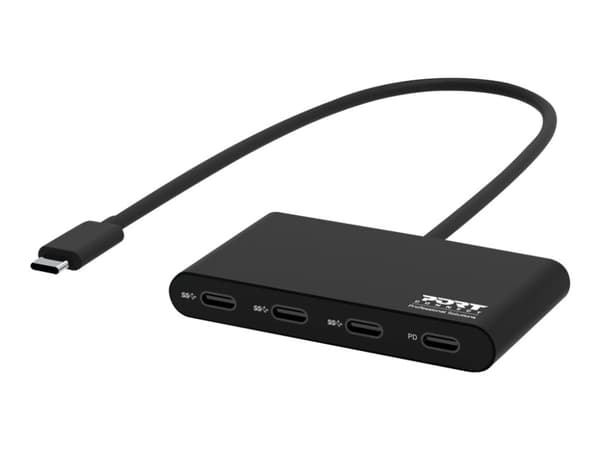 PORT Connect - Hubb - 3 x USB-C + 1 x USB-C (strömleverans) - skrivbordsmodell