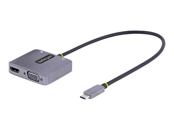 StarTech.com USB C Video Adapter, USB C to HDMI VGA Multiport Adapter w/ 3.5mm Audio Output, 4K 60Hz, HDR, 100W PD 3.0, USB C Monitor Adapter for Lap Grå