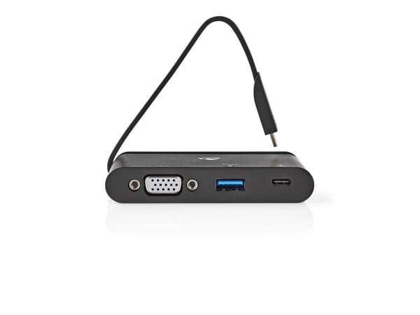 Nedis TCARF220BK - Hub - 1 x VGA + 1 x SuperSpeed USB + 1 x USB-C (strømlevering) - stasjonær
