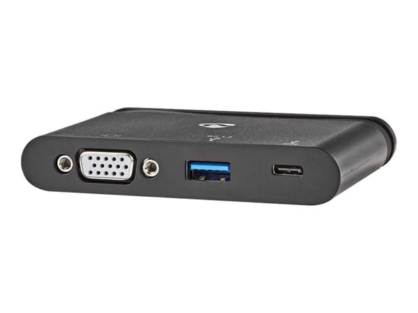 Nedis TCARF220BK - Hub - 1 x VGA + 1 x SuperSpeed USB + 1 x USB-C (strømlevering) - stasjonær