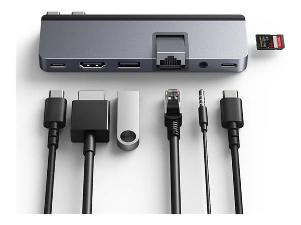 HYPER HD575-GRY-GL, USB 3.2 Gen 1 (3.1 Gen 1) Type-C, 1.4/2.2, 10,100,1000 Mbit/s, Harmaa, MicroSD (TransFlash), 3.5mm, HDMI, RJ-45, Thunderbolt 4, U