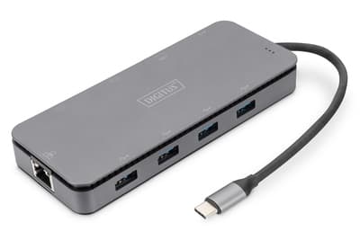 DIGITUS - Telakointiasema - USB-C - VGA, HDMI - GigE