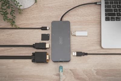 DIGITUS - Telakointiasema - USB-C - VGA, HDMI - GigE